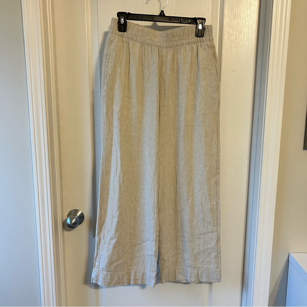 Old Navy Beige High-Rise Wide-Leg Linen Trousers